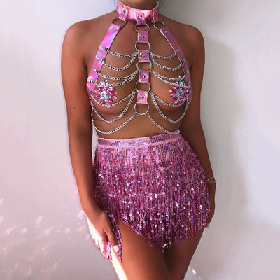 Eye-catching Shiny Rave Top Pink -Rave Top -Rave Mates