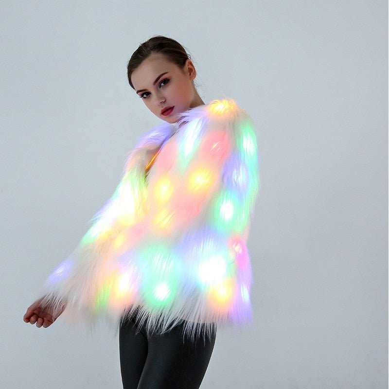 Light Up Coat - Faux Fur - Rave Tops - Rave Mates