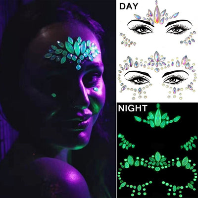 Festival Luminous Stickers for Face - Rhinestones -Rave Outfit Addons -Rave Mates