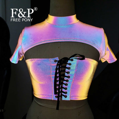 Holographic Reflective Crop Top -Rave Crop Top -Rave Mates