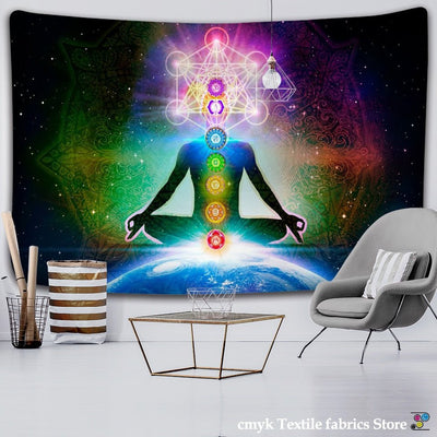 Meditation 7 Chakra Tapestry -Festival Tapestry -Rave Mates