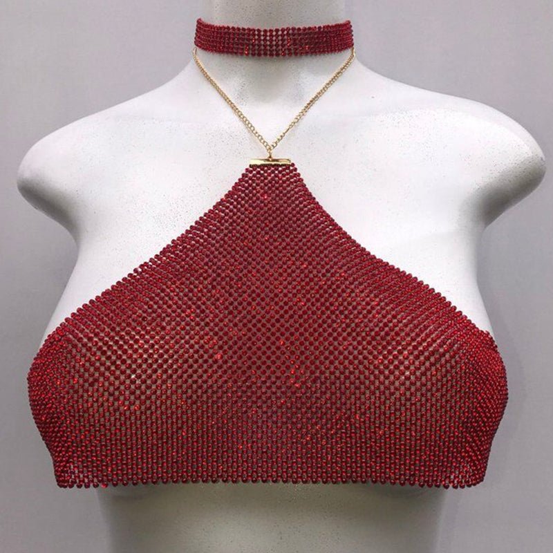 Metal chain diamond crop top -Crop Top -Rave Mates