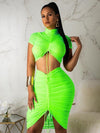 Neon Green Yellow Sexy Two Piece Set -Rave Outfit Two-Piece Set -Rave Mates