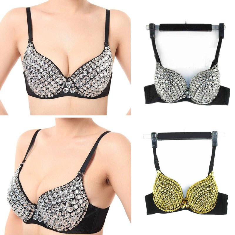 Push Up Luxury Rhinestone Sequined Bra -Bras -Rave Mates