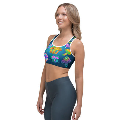 Rave Sports Bra with Magic Mushrooms Motive -Rave Bra -Rave Mates