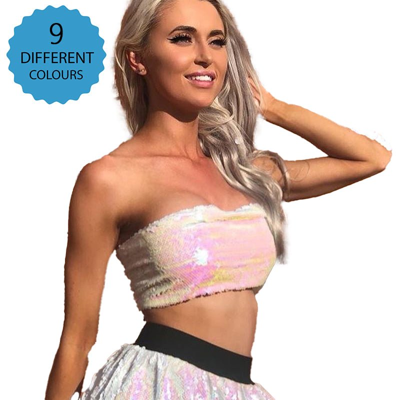 Sexy Women Bling Sequins Crop Top -Crop Tops -Rave Mates