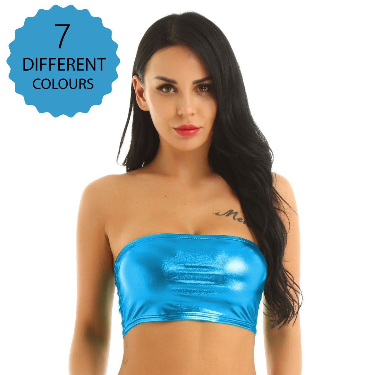 Shiny Metallic Strapless Tube -Strapless Tube -Rave Mates