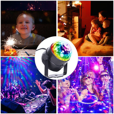 Sound Activated Rotating Disco Ball DJ Party Lights 3W 3 LED -Laser Lights -Rave Mates